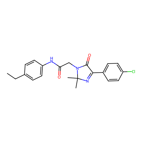 2-[4-(4-chlorophenyl)-2,2-dimethyl-5-oxo-2,5-dihydro-1H-imidazol-1-yl]-N-(4-ethylphenyl)acetamide structure