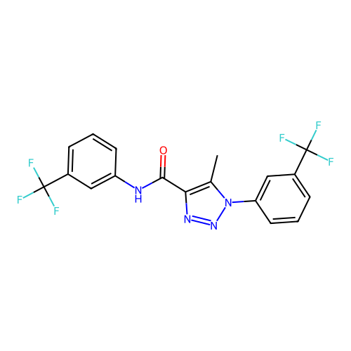 5-methyl-N,1-bis[3-(trifluoromethyl)phenyl]-1H-1,2,3-triazole-4-carboxamide structure