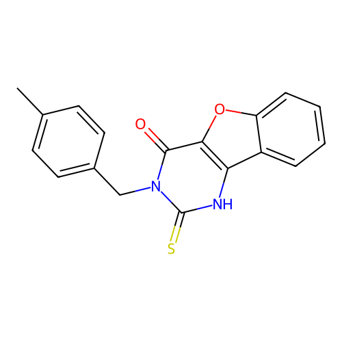 3-[(4-methylphenyl)methyl]-2-sulfanylidene-1H-[1]benzofuro[3,2-d]pyrimidin-4-one structure