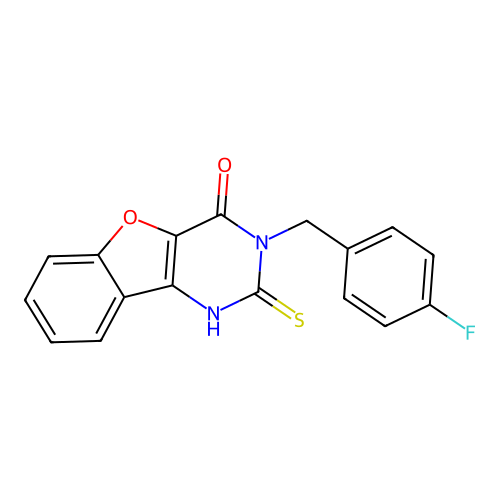 3-(4-fluorobenzyl)-2-thioxo-2,3-dihydro[1]benzofuro[3,2-d]pyrimidin-4(1H)-one structure