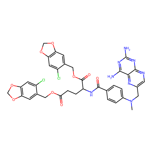 Bis[(6-chloro-2H-1,3-benzodioxol-5-yl)methyl] N-(4-{[(2,4-diaminopteridin-6-yl)methyl](methyl)amino}benzoyl)glutamate structure