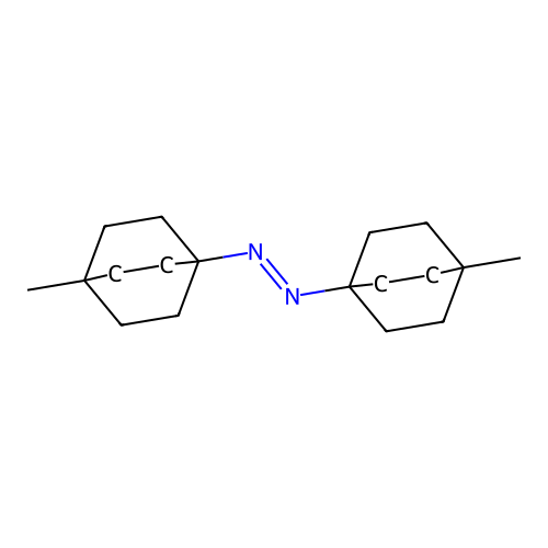 Bis(4-methyl-1-bicyclo[2.2.2]octanyl)diazene structure