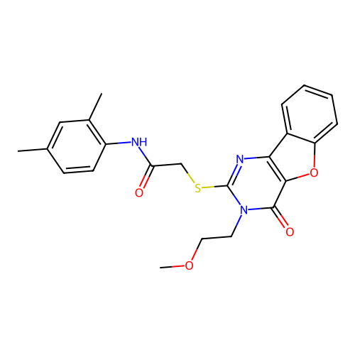 N-(2,4-dimethylphenyl)-2-((3-(2-methoxyethyl)-4-oxo-3,4-dihydrobenzofuro[3,2-d]pyrimidin-2-yl)thio)acetamide structure