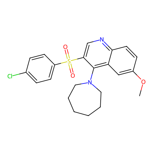 4-(Azepan-1-yl)-3-(4-chlorobenzenesulfonyl)-6-methoxyquinoline structure