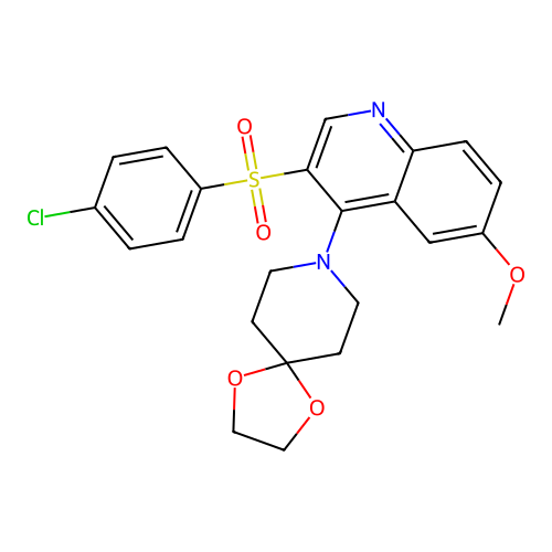 8-[3-(4-chlorobenzenesulfonyl)-6-methoxyquinolin-4-yl]-1,4-dioxa-8-azaspiro[4.5]decane structure