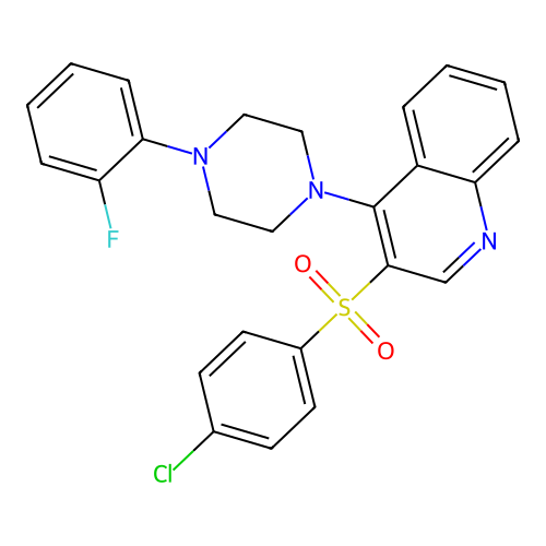 3-(4-Chlorophenyl)sulfonyl-4-[4-(2-fluorophenyl)piperazin-1-yl]quinoline structure