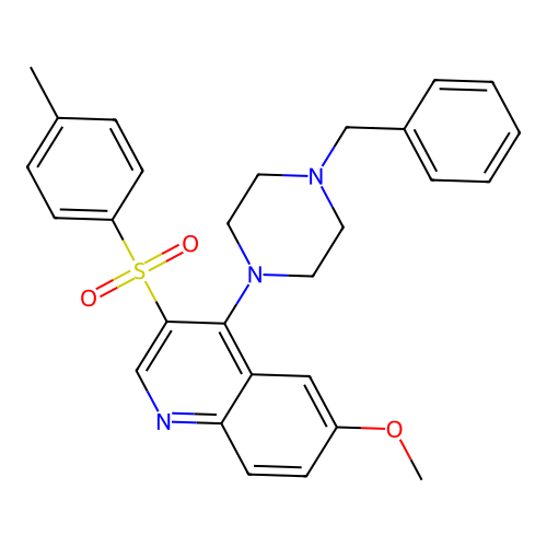 4-(4-Benzylpiperazin-1-yl)-6-methoxy-3-tosylquinoline structure