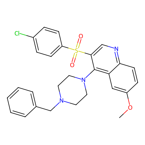 4-(4-Benzylpiperazin-1-yl)-3-(4-chlorobenzenesulfonyl)-6-methoxyquinoline structure