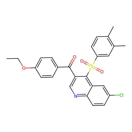 6-Chloro-4-(3,4-dimethylbenzenesulfonyl)-3-(4-ethoxybenzoyl)quinoline structure
