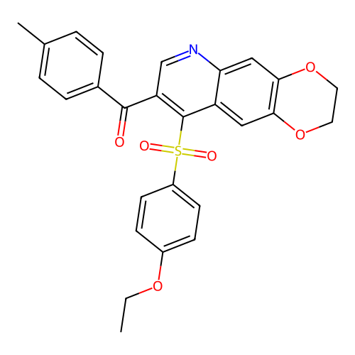 [9-(4-ethoxyphenyl)sulfonyl-2,3-dihydro-[1,4]dioxino[2,3-g]quinolin-8-yl]-(4-methylphenyl)methanone structure