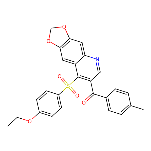 8-(4-ethoxybenzenesulfonyl)-7-(4-methylbenzoyl)-2H-[1,3]dioxolo[4,5-g]quinoline structure