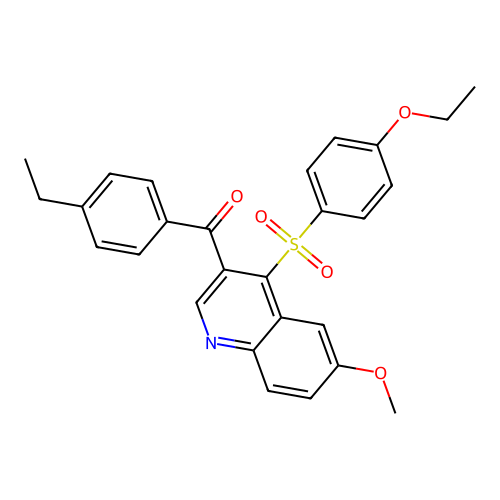 (4-((4-Ethoxyphenyl)sulfonyl)-6-methoxyquinolin-3-yl)(4-ethylphenyl)methanone structure