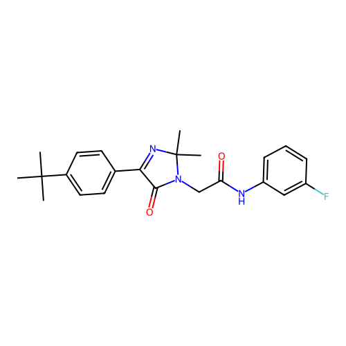 2-[4-(4-tert-butylphenyl)-2,2-dimethyl-5-oxo-2,5-dihydro-1H-imidazol-1-yl]-N-(3-fluorophenyl)acetamide structure