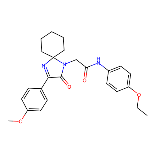 N-(4-ethoxyphenyl)-2-[3-(4-methoxyphenyl)-2-oxo-1,4-diazaspiro[4.5]dec-3-en-1-yl]acetamide structure