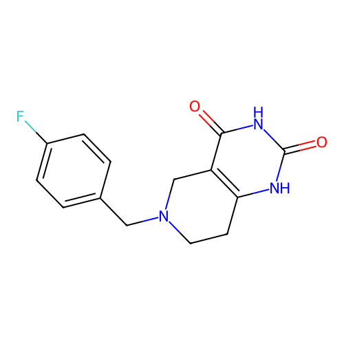 6-(4-fluorobenzyl)-5,6,7,8-tetrahydropyrido[4,3-d]pyrimidine-2,4(1H,3H)-dione structure