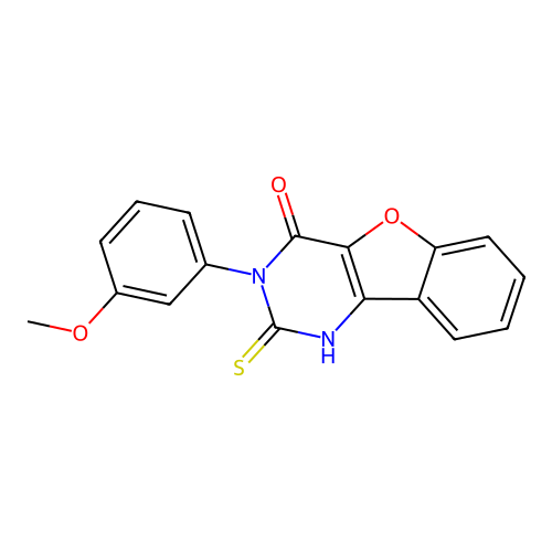 3-(3-methoxyphenyl)-2-sulfanylidene-1H-[1]benzofuro[3,2-d]pyrimidin-4-one structure