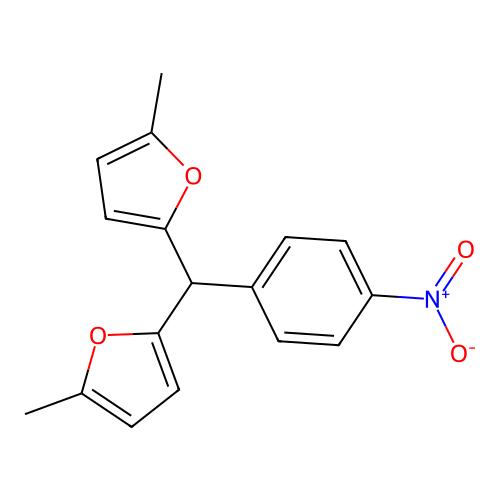 Furan, 2,2'-[(4-nitrophenyl)methylene]bis[5-methyl- structure