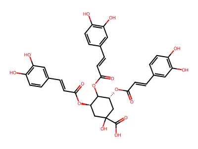 trans-(3R,5R)-3,4,5-tris[3-(3,4-dihydroxyphenyl)prop-2-enoyloxy]-1-hydroxycyclohexane-1-carboxylic acid structure