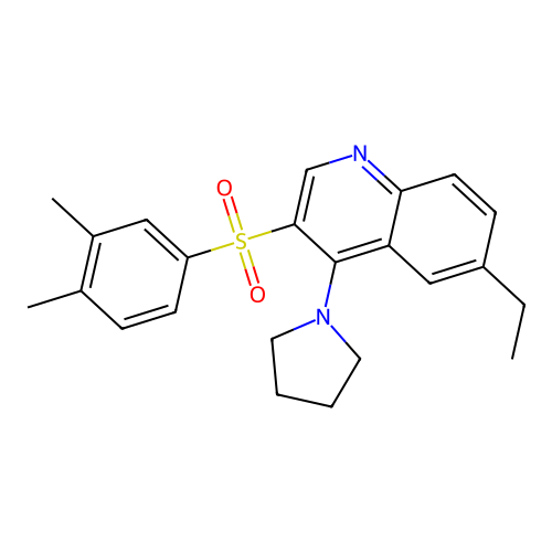 3-(3,4-Dimethylphenyl)sulfonyl-6-ethyl-4-pyrrolidin-1-ylquinoline structure
