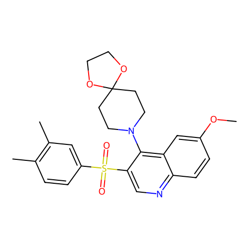 8-[3-(3,4-dimethylbenzenesulfonyl)-6-methoxyquinolin-4-yl]-1,4-dioxa-8-azaspiro[4.5]decane structure