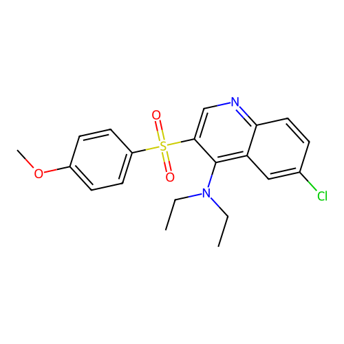 6-chloro-N,N-diethyl-3-(4-methoxyphenyl)sulfonylquinolin-4-amine structure