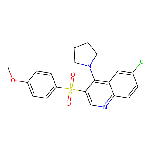 6-Chloro-3-(4-methoxybenzenesulfonyl)-4-(pyrrolidin-1-yl)quinoline structure