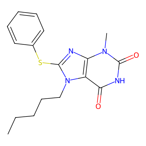 3-Methyl-7-pentyl-8-phenylsulfanylpurine-2,6-dione structure