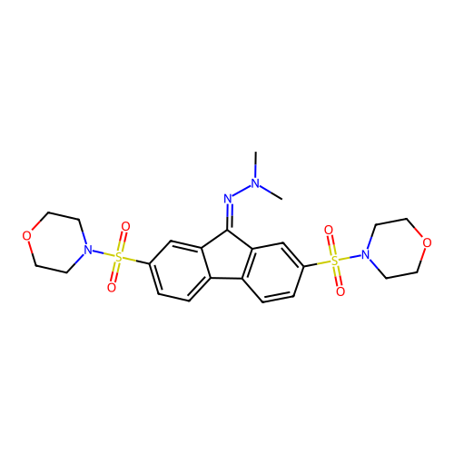 N-[[2,7-bis(morpholin-4-ylsulfonyl)fluoren-9-ylidene]amino]-N-methylmethanamine structure