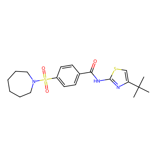 4-(azepan-1-ylsulfonyl)-N-(4-(tert-butyl)thiazol-2-yl)benzamide structure