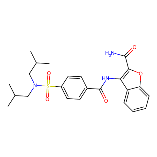3-(4-(N,N-diisobutylsulfamoyl)benzamido)benzofuran-2-carboxamide structure