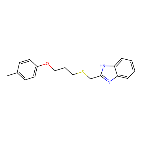 2-(((3-(p-tolyloxy)propyl)thio)methyl)-1H-benzo[d]imidazole structure