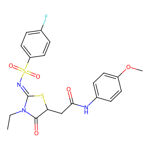 2-[(2E)-3-ETHYL-2-[(4-FLUOROBENZENESULFONYL)IMINO]-4-OXO-1,3-THIAZOLIDIN-5-YL]-N-(4-METHOXYPHENYL)ACETAMIDE structure