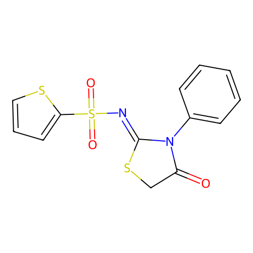 N-[(2E)-4-Oxo-3-phenyl-1,3-thiazolidin-2-ylidene]thiophene-2-sulfonamide structure