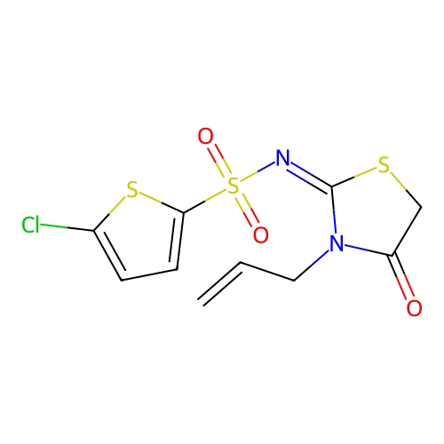 (E)-N-(3-allyl-4-oxothiazolidin-2-ylidene)-5-chlorothiophene-2-sulfonamide structure
