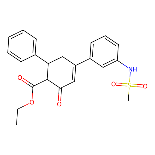 ethyl 4-(3-methanesulfonamidophenyl)-2-oxo-6-phenylcyclohex-3-ene-1-carboxylate structure