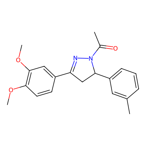 1-(3-(3,4-dimethoxyphenyl)-5-(m-tolyl)-4,5-dihydro-1H-pyrazol-1-yl)ethanone structure