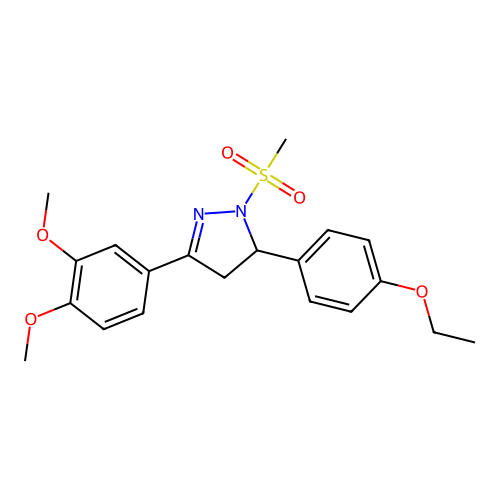 3-(3,4-dimethoxyphenyl)-5-(4-ethoxyphenyl)-1-(methylsulfonyl)-4,5-dihydro-1H-pyrazole structure