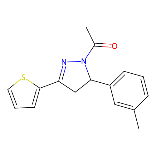 1-[3-(3-Methylphenyl)-5-thiophen-2-yl-3,4-dihydropyrazol-2-yl]ethanone structure