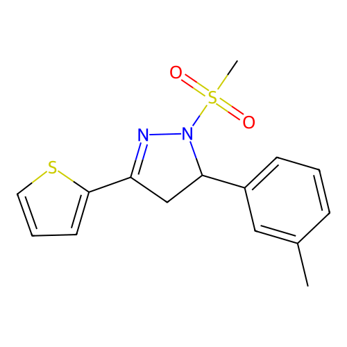 3-(3-Methylphenyl)-2-methylsulfonyl-5-thiophen-2-yl-3,4-dihydropyrazole structure