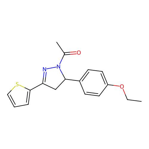 1-[5-(4-ethoxyphenyl)-3-(thiophen-2-yl)-4,5-dihydro-1H-pyrazol-1-yl]ethan-1-one structure