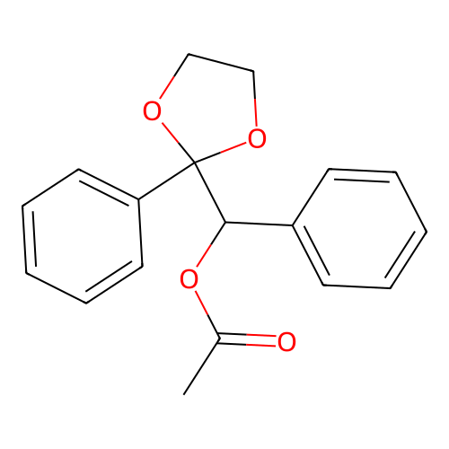 Phenyl(2-phenyl-1,3-dioxolan-2-yl)methyl acetate structure