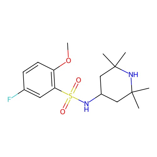 5-fluoro-2-methoxy-N-(2,2,6,6-tetramethylpiperidin-4-yl)benzenesulfonamide structure