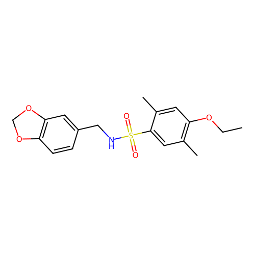 N-(1,3-benzodioxol-5-ylmethyl)-4-ethoxy-2,5-dimethylbenzenesulfonamide structure