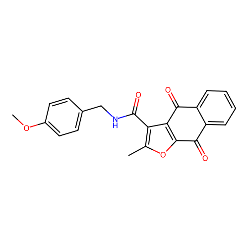 N-[(4-methoxyphenyl)methyl]-2-methyl-4,9-dioxo-3-benzo[f]benzofurancarboxamide structure