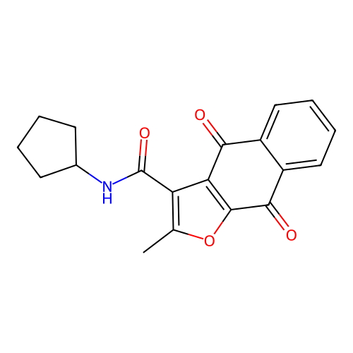 N-cyclopentyl-2-methyl-4,9-dioxo-4,9-dihydronaphtho[2,3-b]furan-3-carboxamide structure