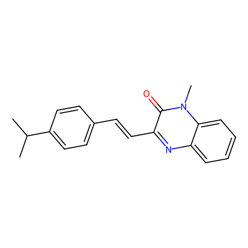 (E)-3-(4-isopropylstyryl)-1-methylquinoxalin-2(1H)-one structure