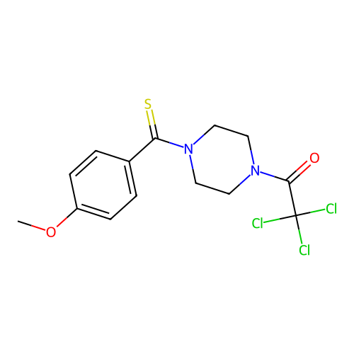 2,2,2-Trichloro-1-[4-(4-methoxybenzenecarbothioyl)piperazin-1-yl]ethanone structure