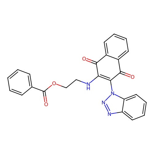 2-[[3-(Benzotriazol-1-yl)-1,4-dioxonaphthalen-2-yl]amino]ethyl benzoate structure