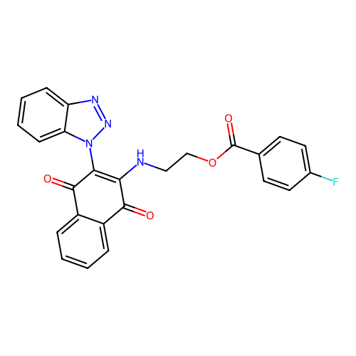 2-[[3-(Benzotriazol-1-yl)-1,4-dioxonaphthalen-2-yl]amino]ethyl 4-fluorobenzoate structure