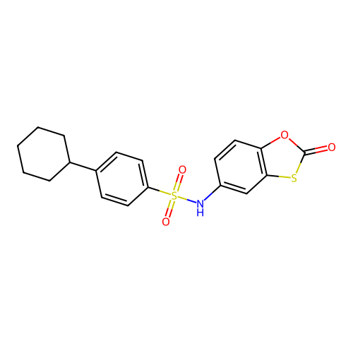 4-cyclohexyl-N-(2-oxobenzo[d][1,3]oxathiol-5-yl)benzenesulfonamide structure